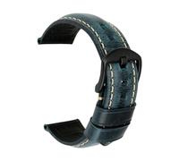 INEOUT Bracelet De Montre Rétro En Cuir Véritable Huile Cire Vachette Ceinture 18 20 22 24mm Femmes Hommes Marron Intelligente(Blue B,19mm)