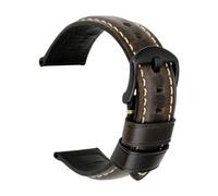 INEOUT Bracelet De Montre Rétro En Cuir Véritable Huile Cire Vachette Ceinture 18 20 22 24mm Femmes Hommes Marron Intelligente(Light Black B,22mm)