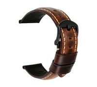 INEOUT Bracelet De Montre Rétro En Cuir Véritable Huile Cire Vachette Ceinture 18 20 22 24mm Femmes Hommes Marron Intelligente(Dark Brown B,19mm)