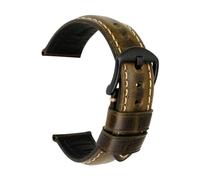 INEOUT Bracelet De Montre Rétro En Cuir Véritable Huile Cire Vachette Ceinture 18 20 22 24mm Femmes Hommes Marron Intelligente(Green B,20mm)