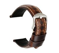 INEOUT Bracelet De Montre Rétro En Cuir Véritable Huile Cire Vachette Ceinture 18 20 22 24mm Femmes Hommes Marron Intelligente(Dark Brown S,20mm)
