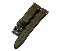 INEOUT Bracelet De Montre Vintage En Cuir Brossé 18 19 20 21 22MM Cuir Souple Ultra-Mince, Noir, Marron, Vert Gris Compatible Avec Bracelet Antique(Green,21mm)
