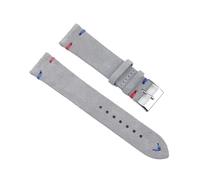 INEOUT Bracelet De Montre Vintage En Cuir Suédé, 18mm 20mm 22mm 24mm, Bleu Marron, Couture Faite À La Main, Bracelet De Remplacement(Gray-Red Blue Wire,20mm)