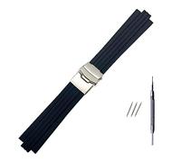 INEOUT Bracelet En Caoutchouc De Silicone Noir 24 Mm X 11 Compatible Avec Le Oris Aquis Convexe À Boucle Sécurité Acier Inoxydable