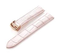 INEOUT Bracelet En Cuir Compatible Avec Cartier Tank Solo, En Cuir De Vache, 22mm, For Hommes Et Femmes, Boucle Pliante, Accessoires De Bracelet De Montre(Pink rose buckle,17mm)