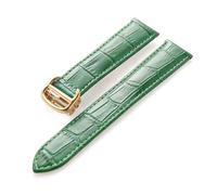 INEOUT Bracelet En Cuir Compatible Avec Cartier Tank Solo, En Cuir De Vache, 22mm, For Hommes Et Femmes, Boucle Pliante, Accessoires De Bracelet De Montre(Green gold buckle,16mm)