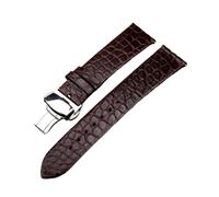 INEOUT Bracelet En Cuir De Crocodile Fait Main Noir À Dégagement Rapide Ultra-mince 18 20 22MM Montre Souple For Hommes Style Rétro(Brown Butterfly,21mm)