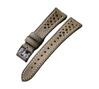 INEOUT Bracelet En Cuir De Vachette Italien Design Ventilé 18 20 21 Bracelet Ultra-fin For Homme Vert Marron Gris 22MM(Grey,22mm)