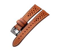 INEOUT Bracelet En Cuir De Vachette Italien Design Ventilé 18 20 21 Bracelet Ultra-fin For Homme Vert Marron Gris 22MM(Brown,18mm)