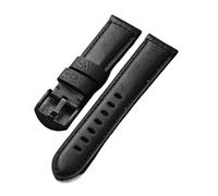 INEOUT Bracelet En Cuir De Vachette Première Couche Fait À La Main, 20 22 24 26MM, Bracelet Vintage Noir, Tour For Homme En Cuir Véritable, Compatible Avec PAM111 44(B brack buckle,26mm)