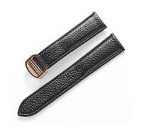 INEOUT Bracelet en cuir for hommes et femmes avec boucle déployante,(Black gold buckle,20mm)