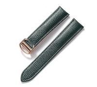 INEOUT Bracelet en cuir for hommes et femmes avec boucle déployante,(Dark green rose,21mm)