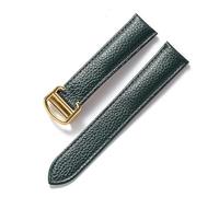 INEOUT Bracelet en cuir for hommes et femmes avec boucle déployante,(Deep Green Gold,17mm)