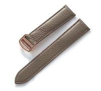 INEOUT Bracelet en cuir for hommes et femmes avec boucle déployante,(Elephant Grey Rose,16mm)