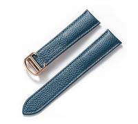 INEOUT Bracelet en cuir for hommes et femmes avec boucle déployante,(Peacock Blue Rose,21mm)