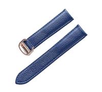 INEOUT Bracelet En Cuir Motif Lychee Bracelet De Montre En Cuir Souple Compatible Avec Les Bracelets For Hommes Et Femmes De Cartier(Blue rose buckle,17mm)