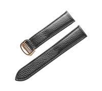 INEOUT Bracelet En Cuir Motif Lychee Bracelet De Montre En Cuir Souple Compatible Avec Les Bracelets For Hommes Et Femmes De Cartier(Black gold buckle,17mm)
