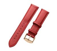 INEOUT Bracelet En Cuir Véritable For Femmes Souple Litchi Grain De Montre Vachette For Hommes Étanche 14 16 18mm Accessoires Chaîne(Red rose buckle,20mm)