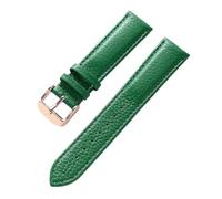 INEOUT Bracelet En Cuir Véritable For Femmes Souple Litchi Grain De Montre Vachette For Hommes Étanche 14 16 18mm Accessoires Chaîne(Green rose buckle,21mm)