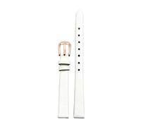 INEOUT Bracelets De Montre En Cuir Véritable De Petite Taille 6mm 8 10mm 12mm 14mm 16mm Couleur Bracelet De Montre Haute Lumière For Femmes Bracelet En Cuir Brillant(White GR,12mm)