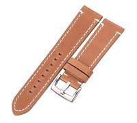 INEOUT Bracelets De Montre Huile Cire Bracelet En Cuir Véritable 7 Couleurs Femmes Hommes Bracelet De Montre En Peau De Vache 18mm 20mm 22mm 24mm Accessoires De Montre(Brown silver clasp,20mm)