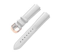 INEOUT Compatible Avec Le Bracelet Ballon Bleu Cartier En Cuir Grainé De Litchi En Cuir Souple 12 Mm, Accessoires De Bracelet Convexe For Hommes Et Femmes(White rose buckle,14X8mm)