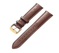 INEOUT Cuir Véritable Motif Litchi Bracelet En Souple Hommes Dames Boucle Ardillon Gris Abricot Violet De Montre Accessoires(Dark brown gold,17mm)