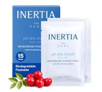 INERTIA Lingettes féminines - Lingettes intimes jetables, formule de microbiome équilibré au pH pour femme, biodégradables, peaux sensibles, emballées individuellement, 15 pièces