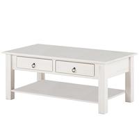 Ines | Table basse avec 2 tiroirs en pin blanc