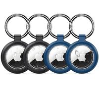 Inesore 4 Pack Holder Compatible with AirTag, Waterproof Case & Carbon Fiber Look for Air Tag, Scratch Resistant Holder for Pet Collar, Luggage Tag and Keyring, Black+Blue