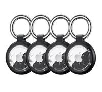 Inesore Case for Apple AirTag 1/2, Waterproof Holder 4 Pack | Carbon Fibre Look for AirTag Key Fob, Scratch-Resistant Mount for Pet Collars, Luggage Tags, Black