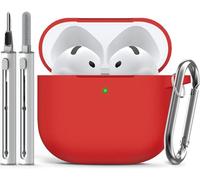Inesore Compatible with AirPods 4 Case - Red | Silicone Protective Case Cover for Apple Air Pod 4 (2024/ANC), Unisex Design, with Cleaning Kit