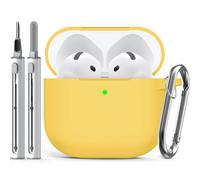 Inesore Compatible with AirPods 4 Case with Cleaning Kit, Silicone Protective Case Cover for Apple AirPod 4 (2024/ANC), Unisex Design - Yellow