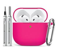 Inesore Compatible with AirPods 4 Case with Cleaning Kit, Silicone Protective Case Cover for Apple AirPod 4 (2024/ANC), Unisex Design - Rose Pink