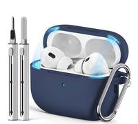 Inesore Compatible with AirPods Pro 1st/2nd Case - Magnetic Navy Blue | Silicone Protective Case Cover for Apple Air Pod Pro (2019/2022/2023), Magnetic Lid Lock Design, with Cleaning Kit