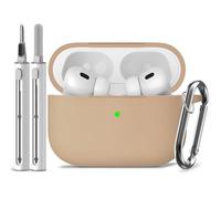 Inesore Compatible with Airpods Pro 2nd/1st Case Cover,Silicone Protective Case for Apple Airpods Pro 2nd/1st Generation Charging Case with Keychain and Cleaner Pen,for Women Men(Light Brown)