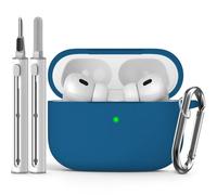 Inesore Compatible with Airpods Pro 2nd/1st Case Cover,Silicone Protective Case for Apple Airpods Pro 2nd/1st Generation Charging Case with Keychain and Cleaner Pen,for Women Men (Lake Blue)