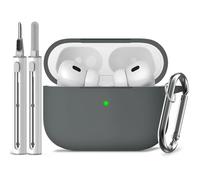 Inesore Compatible with AirPods Pro 2nd/1st Case with Cleaning Kit, Silicone Protective Case Cover for Apple Air Pods Pro(2019/2022/2023), Unisex Design - Grey
