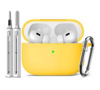 Inesore Compatible with AirPods Pro 2nd/1st Case with Cleaning Kit, Silicone Protective Case Cover for Apple Air Pods Pro(2019/2022/2023), Unisex Design - Yellow