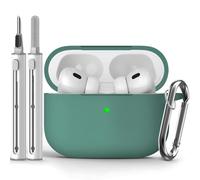Inesore Compatible with AirPods Pro 2nd/1st Case with Cleaning Kit, Silicone Protective Case Cover for Apple Air Pods Pro(2019/2022/2023), Unisex Design - Green