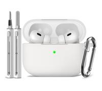 Inesore Compatible with AirPods Pro 2nd/1st Case with Cleaning Kit, Silicone Protective Case Cover for Apple Air Pods Pro(2019/2022/2023), Unisex Design - White-B