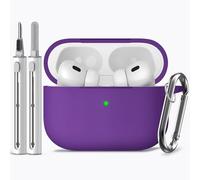 Inesore Compatible with AirPods Pro 2nd/1st Case with Cleaning Kit, Silicone Protective Case Cover for Apple Air Pods Pro(2019/2022/2023), Unisex Design - Deep Purple-B