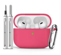 Inesore Compatible with AirPods Pro 2nd/1st Case with Cleaning Kit, Silicone Protective Case Cover for Apple Air Pods Pro(2019/2022/2023), Unisex Design - Rose Pink