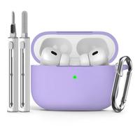 Inesore Compatible with Airpods Pro 2nd/1st Cover,Silicone Protective Case for Apple Air pod Pro 2 Generation Charging Cases with Keychain and Cleaner Pen,for Women Men-Purple