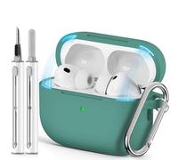 Inesore Compatible with AirPods Pro 3 Case - Magnetic Green | Silicone Protective Case Cover for Apple Air Pod Pro 3rd (2025), Magnetic Lid Lock Design, with Cleaning Kit