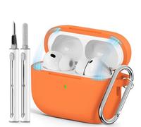 Inesore Compatible with AirPods Pro 3 Case - Magnetic Orange | Silicone Protective Case Cover for Apple Air Pod Pro 3rd (2025), Magnetic Lid Lock Design, with Cleaning Kit