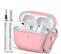 Inesore Compatible with AirPods Pro 3 Case - Magnetic Pink | Silicone Protective Case Cover for Apple Air Pod Pro 3rd (2025), Magnetic Lid Lock Design, with Cleaning Kit