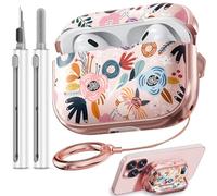 Inesore Coque rigide pour AirPods Pro 2e génération, avec verrouillage, motif fleurs mignonnes pour iPod Pro 2, femmes et filles avec kit de nettoyage pour coques AirPod Pro (USB-C 2023/2022/2019