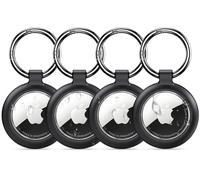Inesore Holder Compatible with AirTag, Waterproof Case & Carbon Fiber Look for Air Tag, Scratch Resistant Holder for Pet Collar, Luggage Tag and Keyring, 4 Black