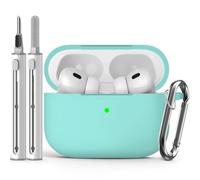 Inesore Silicone Protective Case for Apple AirPods Pro 2nd/1st Generation - Durable Cover Compatible with AirPods Pro Charging Cases with Keychain & Cleaner Pen, Mint Green Accessory for Women & Men